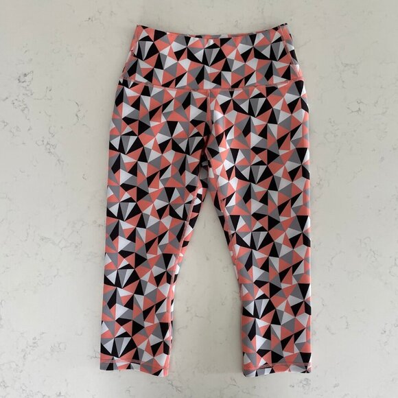 Karma Activewear Geometric Print Poly Spandex Crop Leggings Blk Gry Wht Pink S - Picture 12 of 12